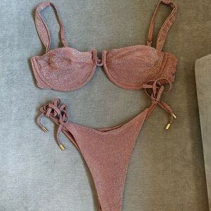 NWOT MONDAY SWIMWEAR METALLIC MAUVE BIKINI SIZE MEDIUM